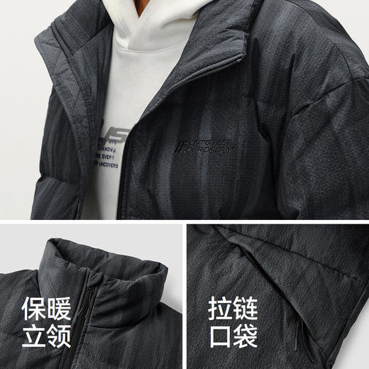森马羽绒服男冬季80绒子宽松立领外套微皱肌理感设计感印花上衣潮 商品图3