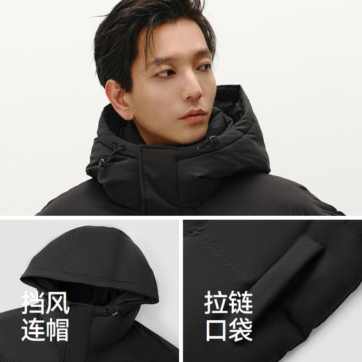 轻松羽绒|森马羽绒服男防泼水防风正肩外套情侣冬装连帽上衣青年 商品图3