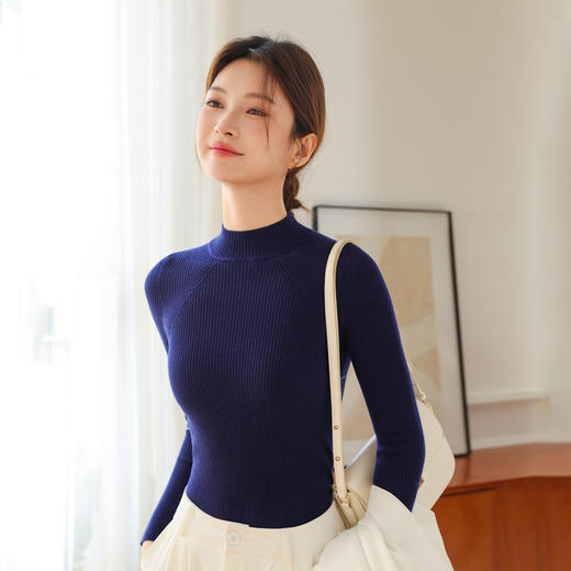 轻奢简约 品牌直发！！【梦惠妮 半高领肌理羊毛打底衫】第二件仅30元！肌理线条修身  保暖 显瘦不挑人 气质打底 温暖有型 质感拉满   #M663 商品图8