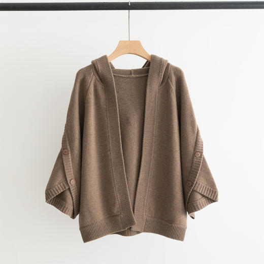 M记交叉袖羊绒羊毛混纺开衫罩袍 商品图1