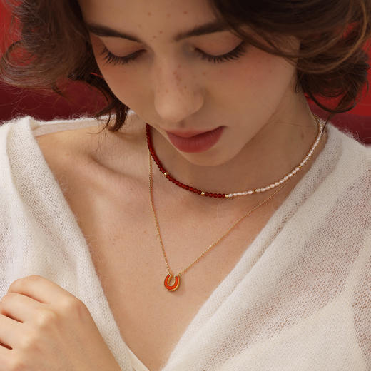 ARSIS｜流光系列 珠光马蹄项链 红色 商品图2