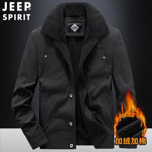 JEEP SPIRIT秋冬男士休闲棉衣翻领宽松大码夹克男装时尚加绒棉服 商品图3