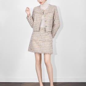 「高货wl」全新升级【铂金会员431/天猫579/差价148】(99119)洛诗琳2025秋冬小香风羊毛粗花呢外套A字半身裙两件套