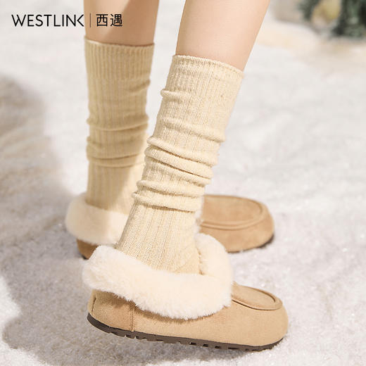 西遇雪地靴半拖女新款秋冬加绒保暖外穿勃肯棉鞋乐福毛毛拖鞋V2457349 商品图2