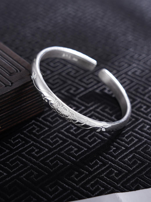 【花挽清风】子佩集S999银手工手镯原创设计【55061118】2407 商品图0