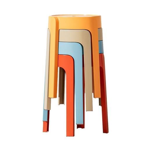 新款新品塑料凳子加厚家用可叠放圆凳北欧餐凳简约网红时尚创意风车凳 商品图4