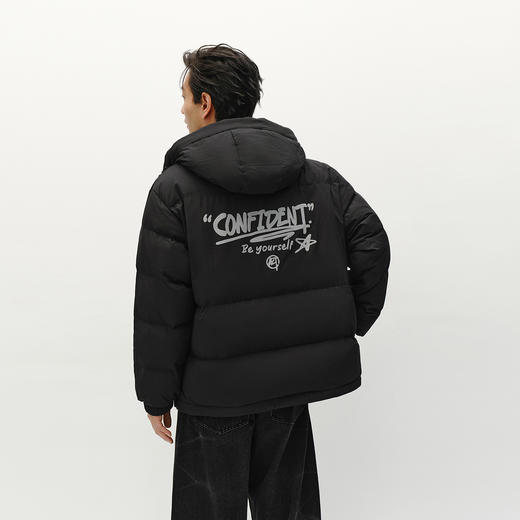 森马羽绒服男冬装80绒子宽松连帽外套肌理感街头潮流字母印花上衣 商品图1