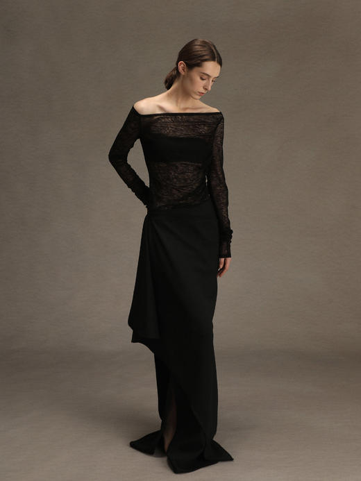 ranyepersonal｜PARADOX25SK02-2 异形褶皱黑色西装半身裙 [ 黑 ] 商品图10