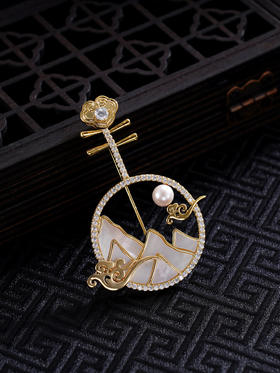 子佩集珍珠胸针【XXXZ226】山水祥云琵琶镀金2410
