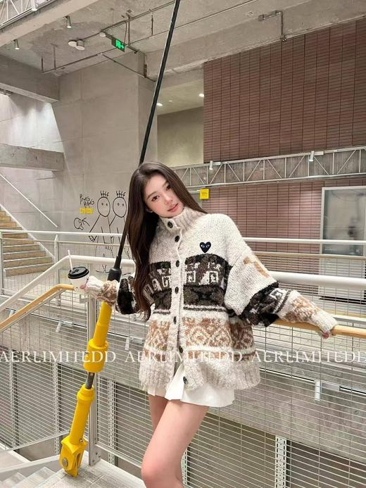 D112716秋冬季复古休闲感费尔岛花纹针织开衫毛衣 商品图0