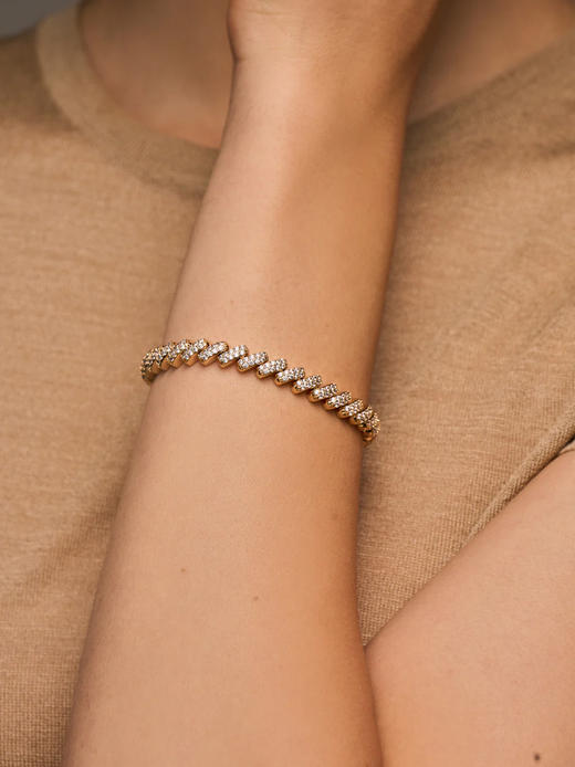 北京仓｜Lili Claspe-Lyra Pavé-金色 锆石 手链［美国设计师］ 商品图3