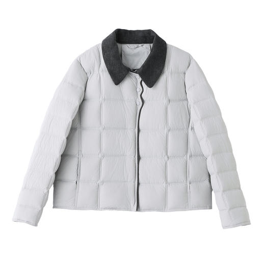 HR MUZIC19简约风羽绒服时尚韩系拼接POLO领白鸭绒羽绒外套 商品图4