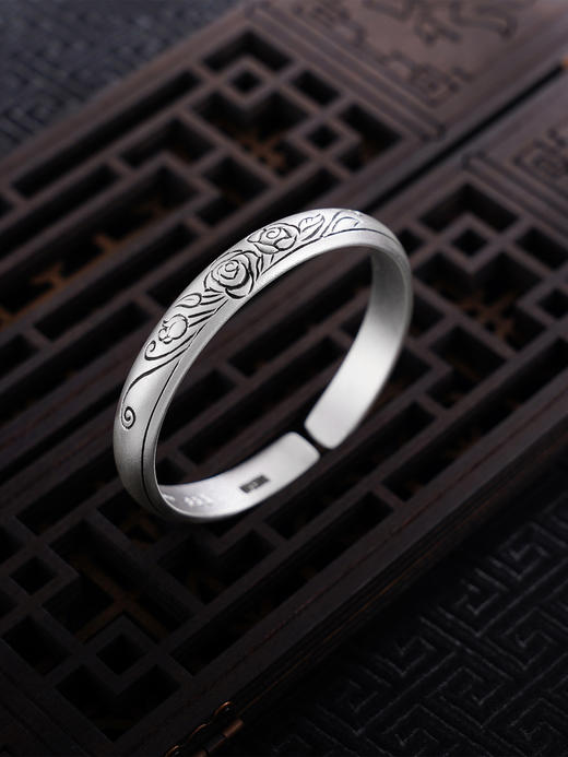 【玫瑰情怀】子佩集S999银手工手镯原创设计【55071201】2407 商品图0