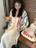 D112717彩色条纹毛衣女秋冬oversize慵懒风流苏针织衫设计感宽松上衣 商品缩略图7