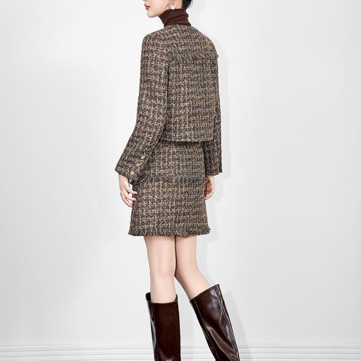 「高货wl」全新升级【铂金会员431/天猫579/差价148】(99119)洛诗琳2025秋冬小香风羊毛粗花呢外套A字半身裙两件套 商品图2