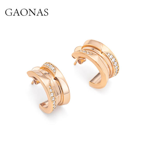 GAONAS 时尚菱格纹贵气金色耳环11648ERG 商品图1