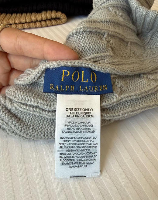 原单正品RL 拉夫劳伦绞花百分百棉 帽子 围巾🧣  情侣款 三个色 商品图8