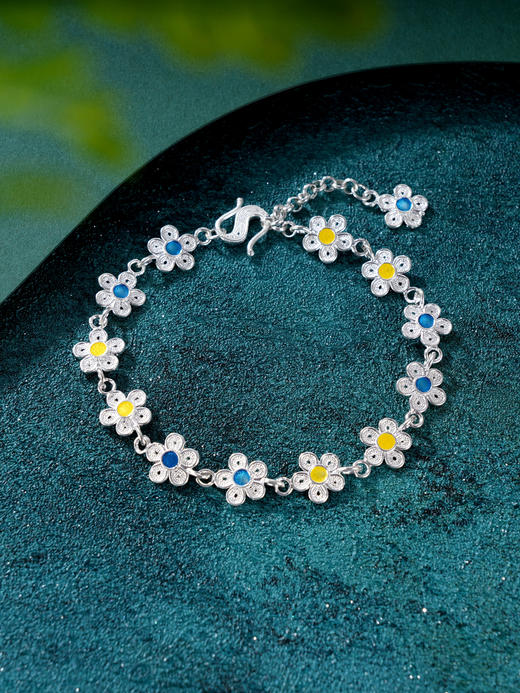 子佩集S990银【繁花缘】手链【QFSL015】纯银花丝珐琅彩2409 商品图0