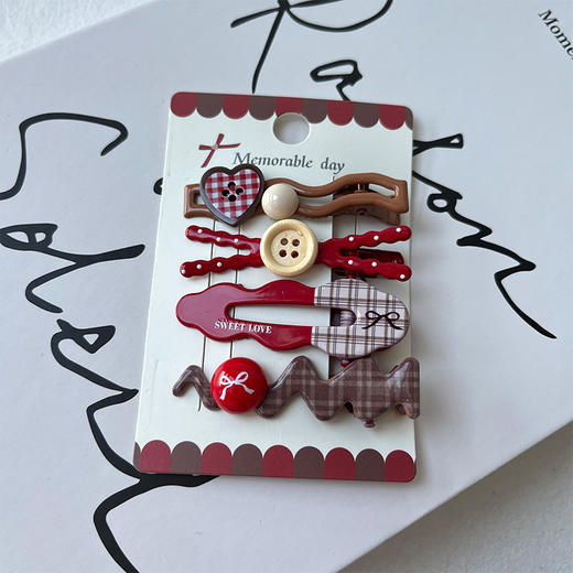 FGKH复古咖红元素组合组合夹-纪念日百货门店同款167797138 商品图3