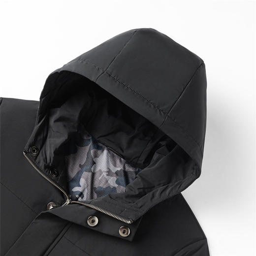 【90白鸭绒】罗蒙冬季男士连帽羽绒服厚实保暖中年爸爸装中长款羽绒外套 商品图4