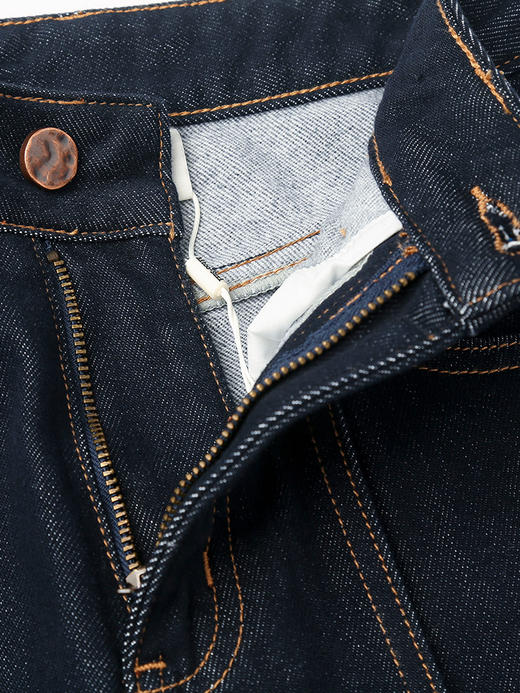 高腰阔腿九分牛仔裤 深色明辑线设计复古风宽松直筒牛仔阔腿裤 商品图3