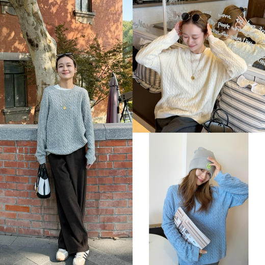 2511411   羊绒 立体麦穗 针织毛衣 商品图0