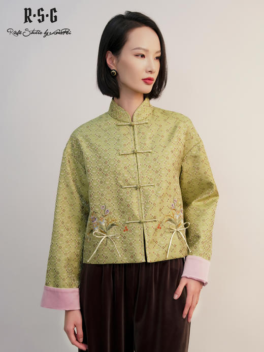 郭培成衣RSG2025冬季新品青芜新中式提花刺绣盘扣加厚外套气质女 商品图4