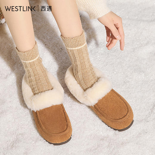 西遇雪地靴半拖女新款秋冬加绒保暖外穿勃肯棉鞋乐福毛毛拖鞋V2457349 商品图1
