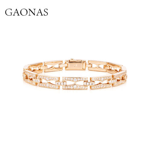 GAONAS  时尚潮流锁扣设计金色手链11649SRG 商品图0