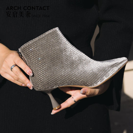 ARCH CONTACT安启美奈秋季新品时尚丝绒烫钻女靴52872 商品图1