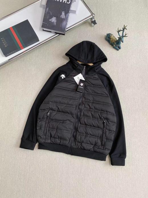 D112704针织拼接插肩袖连帽羽绒服男女同款 商品图1