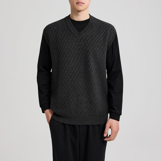 墨麦客男装简约V领针织背心男2025秋新款纯色套头针织衫男21982 商品图2