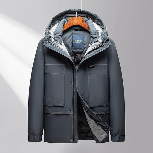 【90鸭绒】罗蒙冬季连帽羽绒服男士保暖时尚百搭冬装厚款休闲工装羽绒外套 商品图3