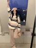 D112713日式潮牌慵懒撞色条纹仿水貂绒针织毛衣 商品缩略图1