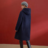 西遇复古学院风牛角扣连帽毛呢外套女冬季新款保暖双面呢大衣V4355457 商品缩略图4