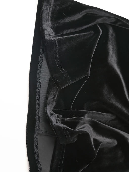 黑色丝绒高腰 A 字长裙 松紧腰垂感大摆裙 秋冬复古优雅丝绒半身裙 商品图3