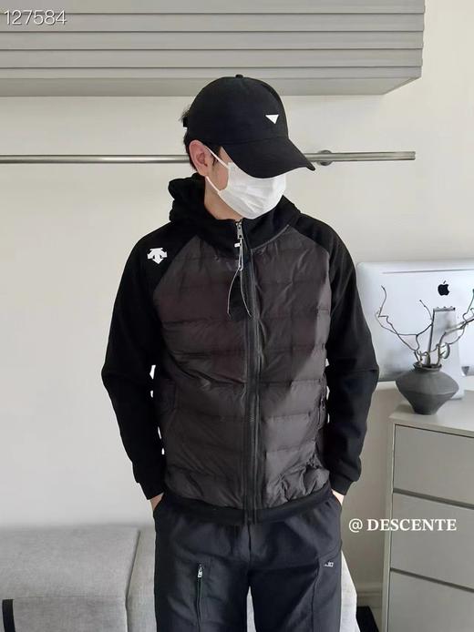 D112704针织拼接插肩袖连帽羽绒服男女同款 商品图9