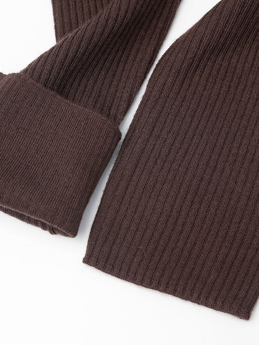 黑色斜襟纽扣设计坑条针织衫 修身长袖圆领打底衫 小众设计感秋冬内搭上衣 商品图4