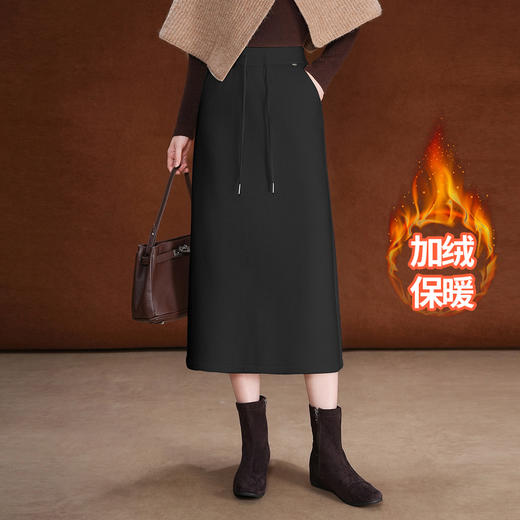 加绒保暖垂感修身直筒裙，松紧腰休闲半身裙显瘦高腰长裙MYX-KDFY-01265-L 商品图2