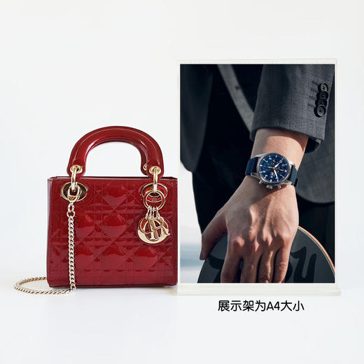【95新】Dior迪奥迷你LADY DIOR手袋红色金扣三格漆皮戴妃链条包手提单肩包女士261125NJT07 商品图8