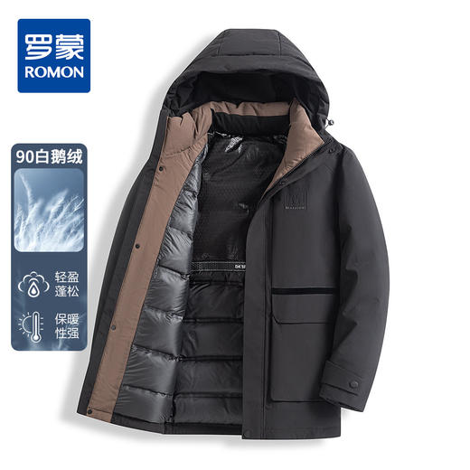 【90白鹅绒】罗蒙冬季男士加厚连帽羽绒服保暖内胆时尚潮男百搭休闲羽绒外套 商品图2