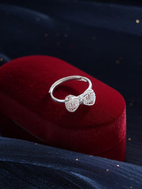 子佩集S990银【佑怡】戒指【MXJZ024】纯银花丝蝴蝶结2410