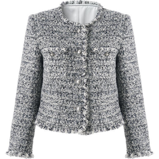 「高货wl」全新升级【铂金会员395/天猫529/差价134】(04912)洛诗琳亮丝粗花呢小香风外套2025秋冬加厚羊毛短外套女 商品图2