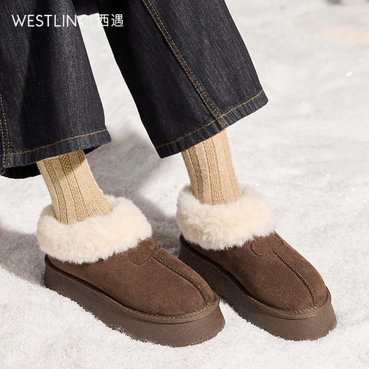 西遇厚底雪地靴女鞋冬季爆款百搭外穿毛毛鞋加绒保暖增高棉鞋Y0057355 商品图1