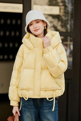 LNNNS 鹅黄蓬松连帽休闲羽绒服外套 21774