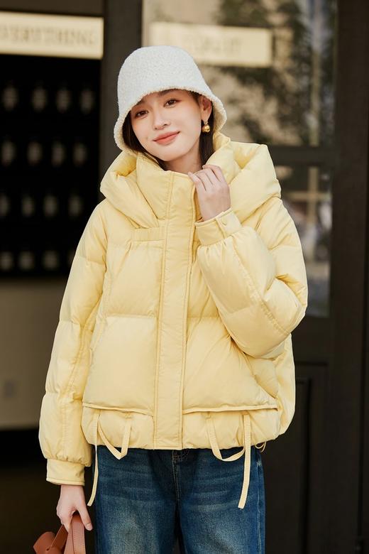 LNNNS 鹅黄蓬松连帽休闲羽绒服外套 21774 商品图0