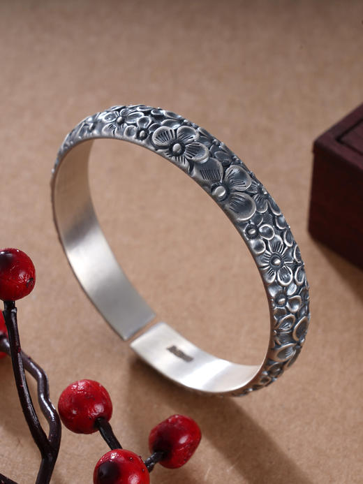 子佩集S999银【幽花醉舞】手镯【JLSZ003】纯银手镯仿古2408 商品图0