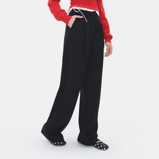 HERLIAN 2025冬季新品 翻腰头拼接设计休闲直筒西裤女士 商品图2