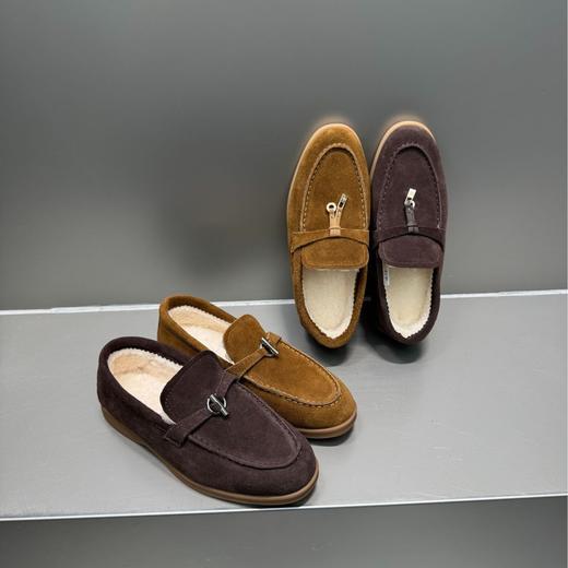 复古金属扣真皮乐福鞋！女款2025新款百搭显瘦一脚蹬懒人加绒毛毛鞋！ 商品图1