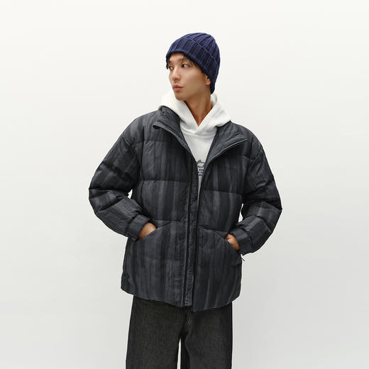 森马羽绒服男冬季80绒子宽松立领外套微皱肌理感设计感印花上衣潮 商品图1